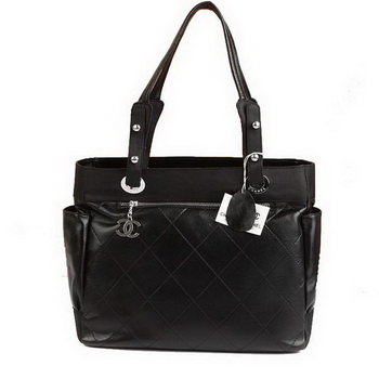 Replica Chanel Paris Biarritz Large Tote Black Lambskin A34210 On Sale